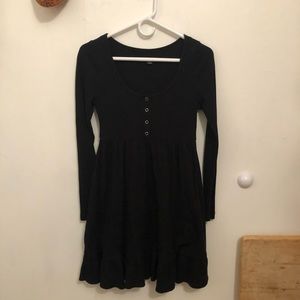 Long Sleeve Waffle Knit Babydoll Dress